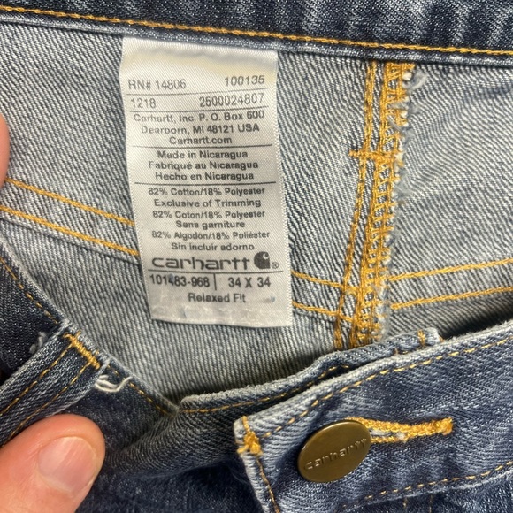 Carhartt Relaxed Fit Jeans Mens 34/34 Blue Denim Thick Work Western ranch 1345 - Picture 2 of 9